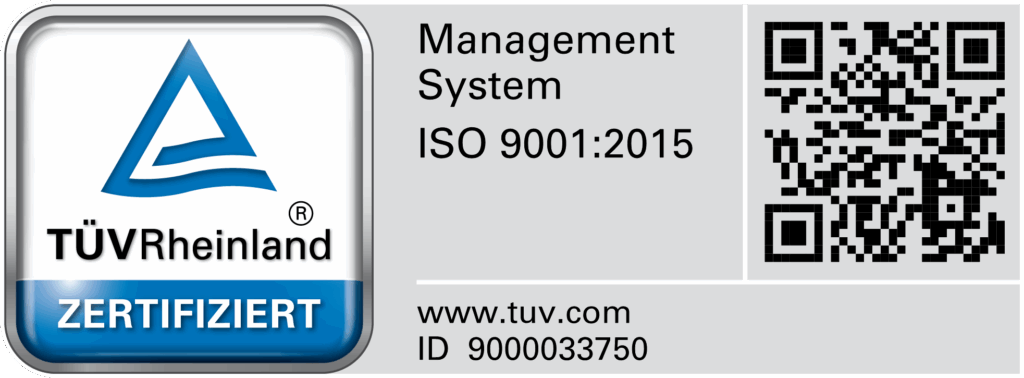 Management System ISO 9001:2015 TÜV Rheinland Zertifikat