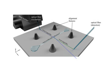 Adaptive photonic and microfluidic chip packaging via 3D alignment structures